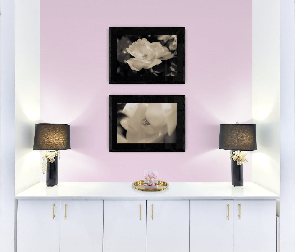 Light of Love bundle | Soft floral framed photography wall art pairing | Black and white floral art 